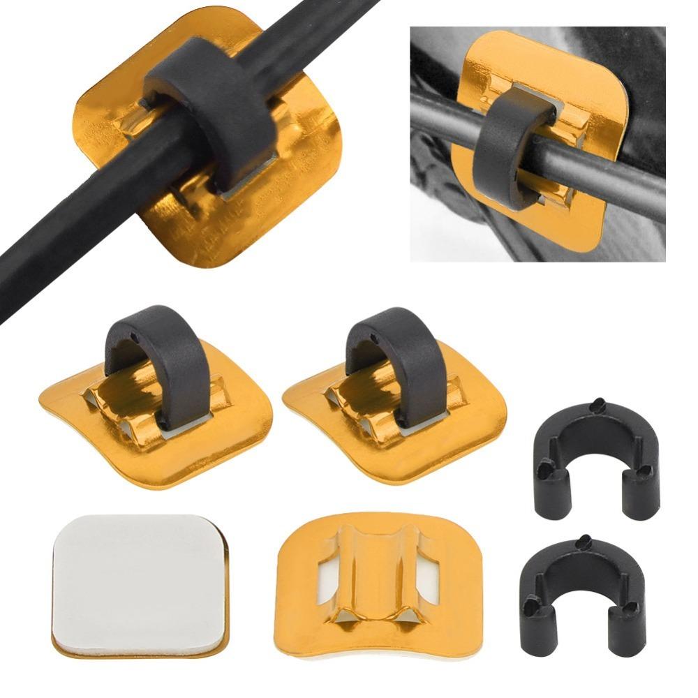 

10PCS Aluminum Alloy Bicycle Cable Clips 20*20*15mm Bicycle Frame Buckle Mountain Bike золотий