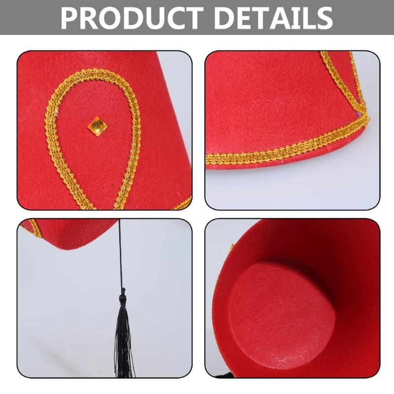 Chapeau Fez Fantaisie Chapeau Turc Accèssoire de Costume Accrocheur sur le Thème Marocain