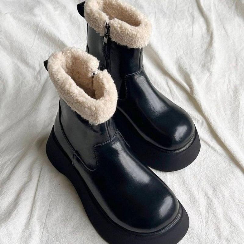 Winter Women s Snow Boots 2026 Warm Plush Comfortable Anti Slip Ankle Boots Fashion Platform Zipper Cotton Shoes Botas Mujer 35 чёрный 3650₽