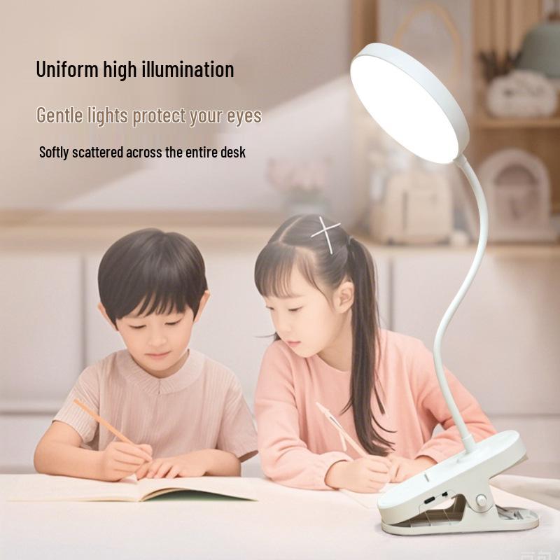 LED Desk Lamp with Flexible Hose and Clip, Dual Power Options for Student Reading