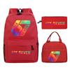 Sechs Sieben 67 Bedruckter Kinderrucksack Brottasche Federmäppchen Schultasche für Schüler Dreiteiliges Set