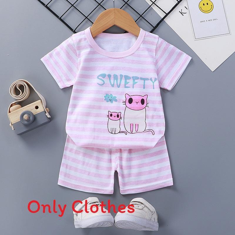 Baby Cartoon T Shirt Shorts Set With Cotton Fabric For Kids Ages 3 To 8