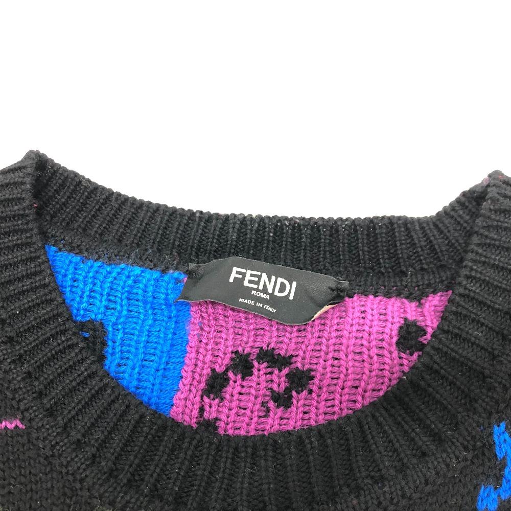 Fendi FZY463 AH3E 21AW Logo Multicolore ARTIST ALLOVER Crew Neck Top Sweater