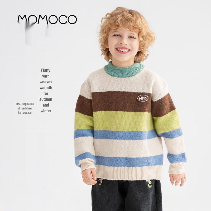 MOMOCO Boys  Striped Half-High Collar Sweater 110