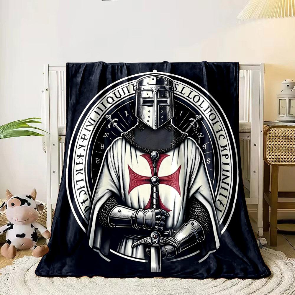 Crusader Knight Blanket Printed Blanket for Living Room Bed Couch Lunch Break Soft Cozy Blanket for Friend's Festival Gift