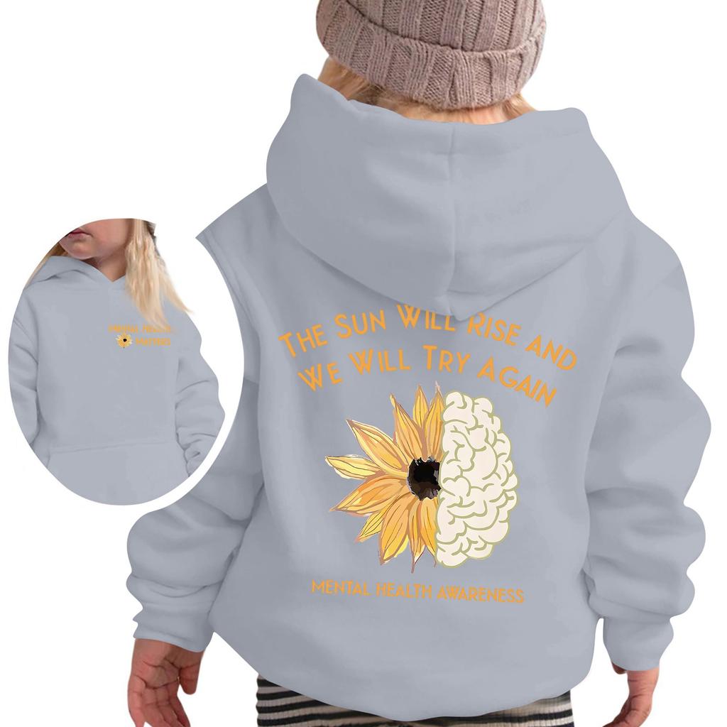 Children's Pullover Sweatshirt Long Sleeve Casual Hoodie Comfortable Loose Lightweight Pullover