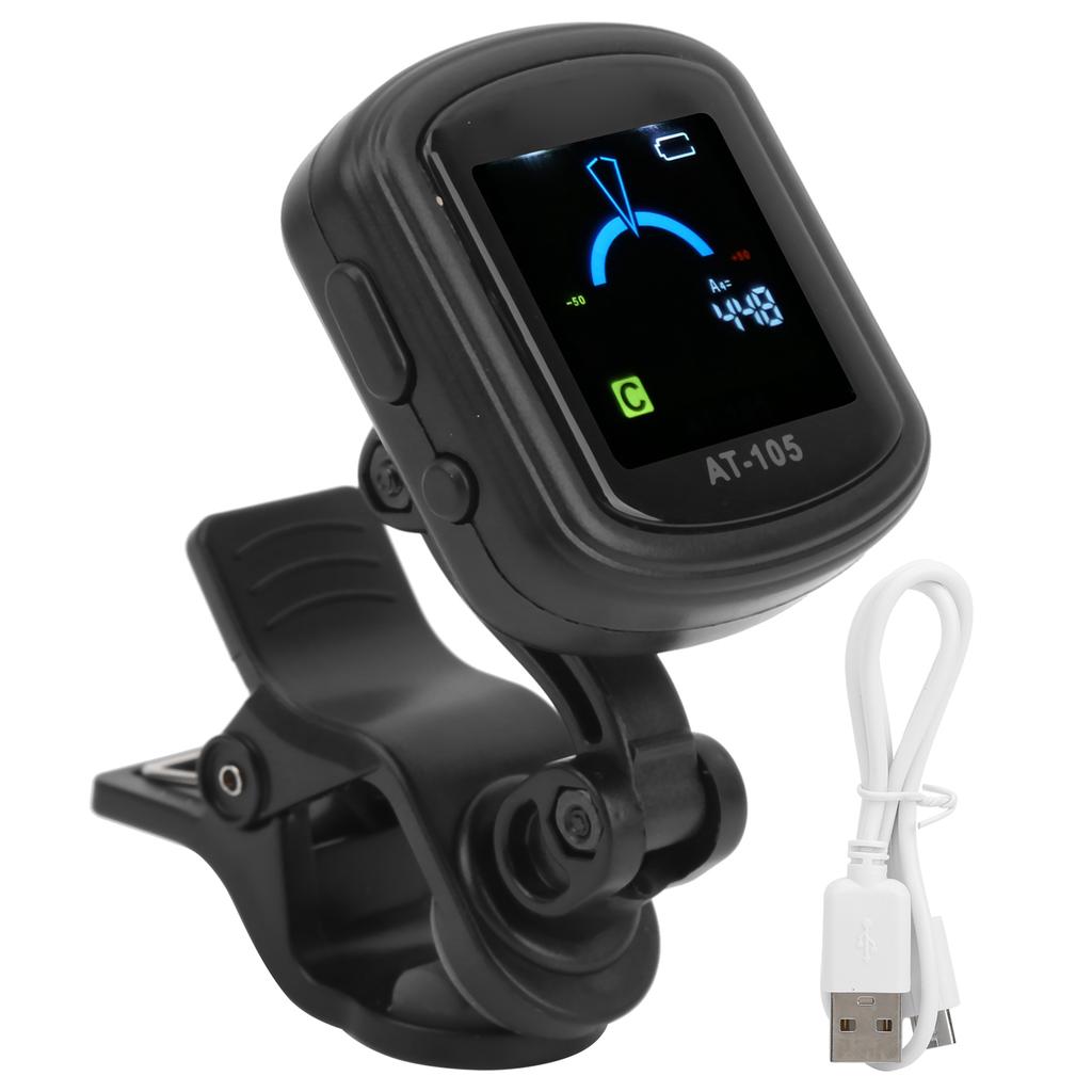 AROMA Guitar Clipon Tuner 12 Equal Temperament Rechargeable 110mah Builtin Battery AT105
