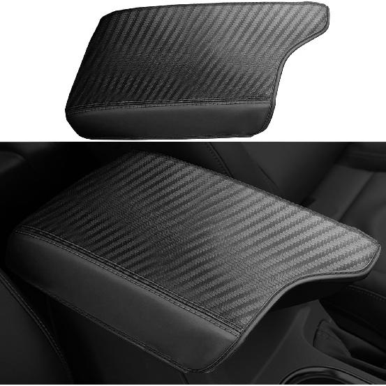 Center Console Armrest Cover Suitable for Ford Ranger Anti-Scratch Leather Central Armrest Box Lid Protector Pad Interior Accessories (Red black carbon fiber patter