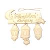 Wooden Eid Mubarak  ing Pendant Ramadan   Pattern   Crafts Ornament with Rope Festival Decoration