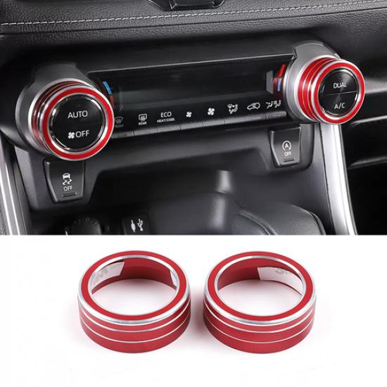 For -2025 Toyota RAV4 Air Condition Knob Button Ring Cover Decor Pair