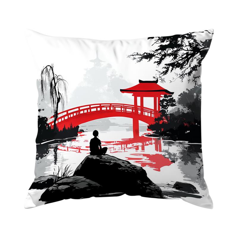 Japan Landscape Cushions Pillowcase Printed Polyester 45X45Cm Throw Pillow Cover Decorative Sofa Cushion Pillowslip Home Decor