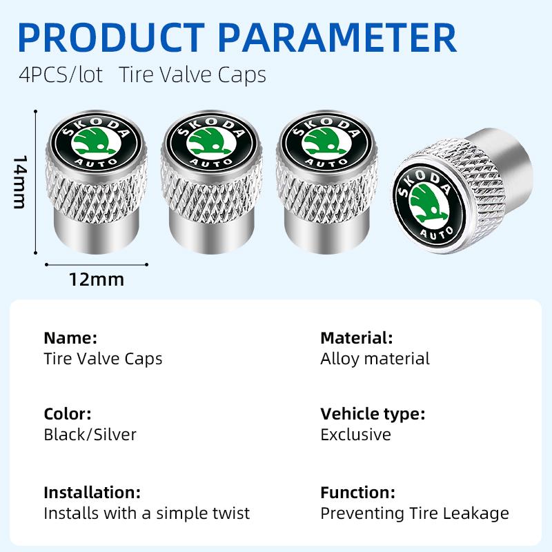 GNL1 For Skoda S Kodiaq Octavia 2 3 Yeti Karoq Rapid Fabia VII A5 Car Wheel Tire Valve Caps Stem Case Covers Accessories