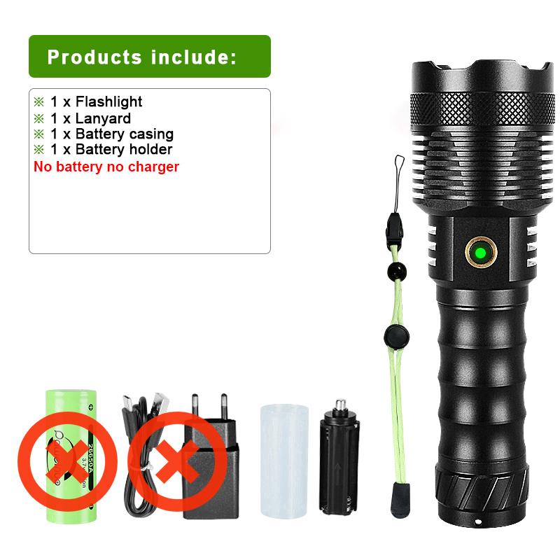 

600 Вт светодиодный фонарик высокой мощности с дальним светом 1500 м, фонарик с зумом, перезаряжаемый фонарь с широким диапазоном действия A-Flashlight