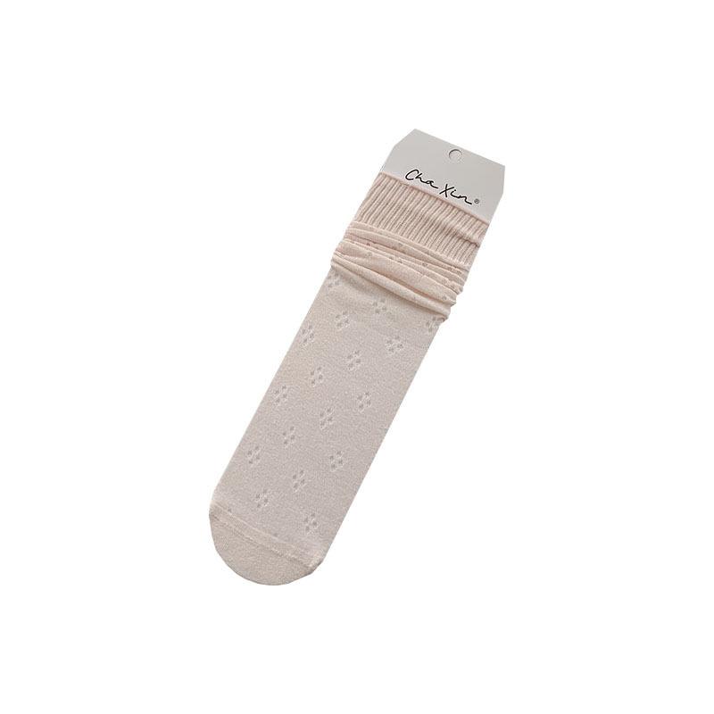 Socks Girls' Ballet Style Cutout Mesh Breathable White Mid-Leg Socks Season Thin Solid Color Stockings