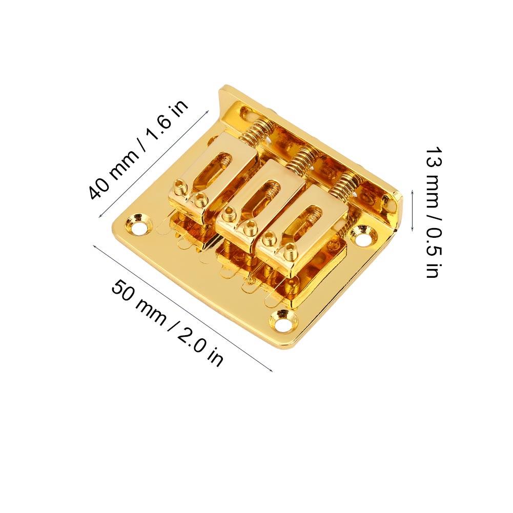 Durable 3 string Fixed Guitar Bridge Replacement Parts for Cigarbox Electric Guitars(Gold)