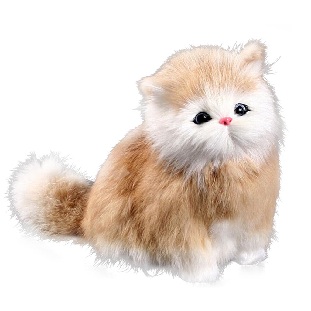 Ornement Poupée Chat Simulée Mignon Chat à Long Poil Poupée Électronique Peluche Douce et Moelleuse Modèle Chat Cadeau Jour des Enfants Pour Enfants