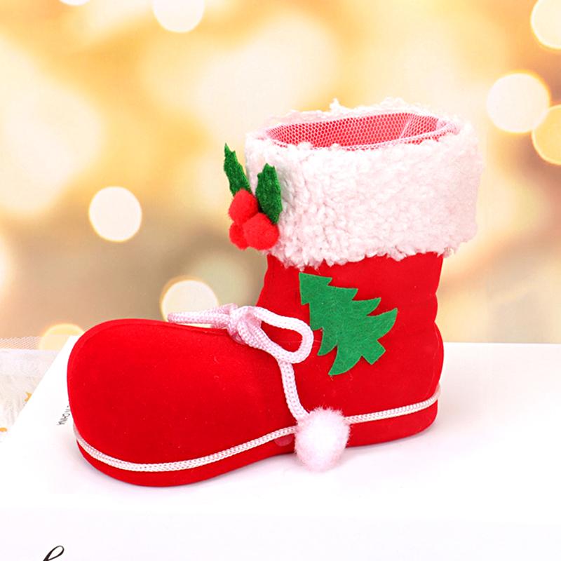 1Pcs Red Candy Boots Christmas Storage Box Christmas Candy Bag Christmas Gift Bag