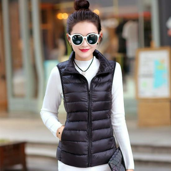 2024 Autumn Women's Lightweight Stand Collar Down Vest: Stylish Short Casual Fashion
