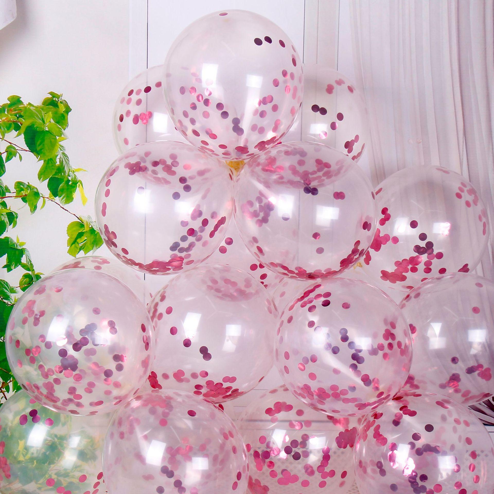 Glitter Konfetti Latex Ballons Romantische Hochzeit Dekoration Gold Klar Airballoon Geburtstag Party Dekoration Festival Baby Dusche 10pcs&12inch pink