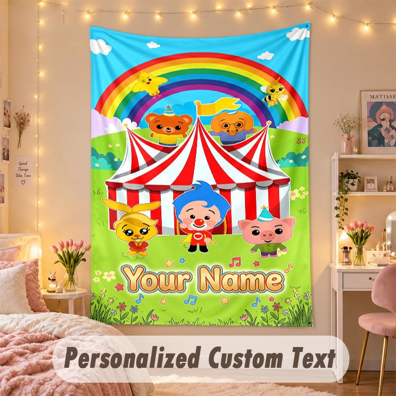 Benutzerdefinierter personalisierter Wandteppich, El Payaso Plim Plim Druck Benutzerdefinierter Name Text Wandkunst zum Aufhängen für Schlafzimmer