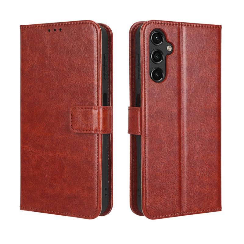 Suitable for Samsung Galaxy A17 phone case A25/A16 phone leather cover flip cover 3 crazy horse pattern A15 card slot A56