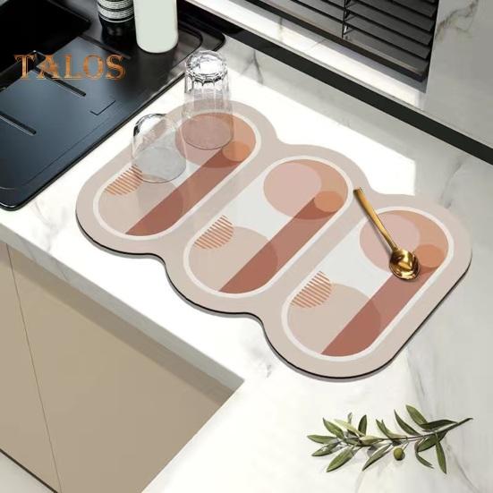 

Коврик для сушки посуды, термостойкий, нескользящий, защищает столешницу, абсорбирующий утолщенный коврик, кухонные аксессуары M черный белый