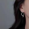 French Retro Geometric Metal Stud Earrings for Women - Elegant and Versatile Heart Design