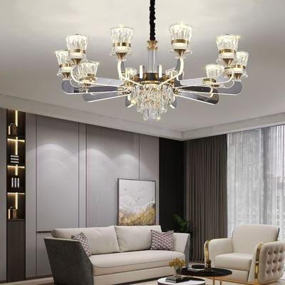 Nowoczesna minimalistyczna lampa LED Crystal Column Villa Hall Main Light Restaurant Bedroom Lamps
