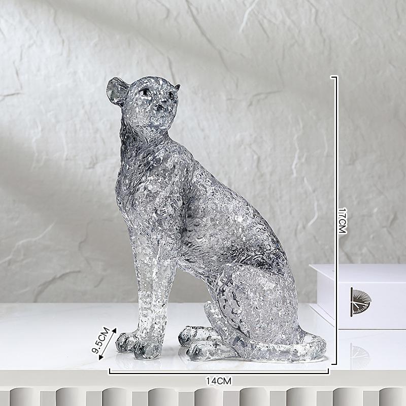 

Resin Handicrafts Transparent Leopard Cheetah Lion Tiger Simulation Animal Sculpture Golden Gradient Ornaments Home Decoration