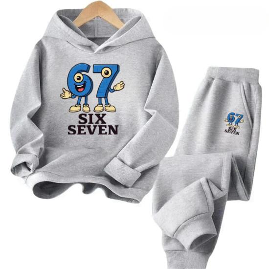 Steal a Brainrot Tracksuit 67 Six Seven Print Kid's Clothes Hoodie+Pants Suit 2pcs Set Boy Girl Children Holiday Gifts