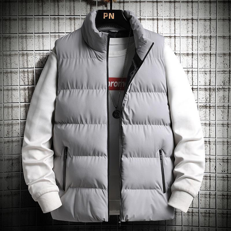 Men's Cotton Vest Winter Fashion Handsome Youth Stand-up Collar Thickened Vest Warm Jacket