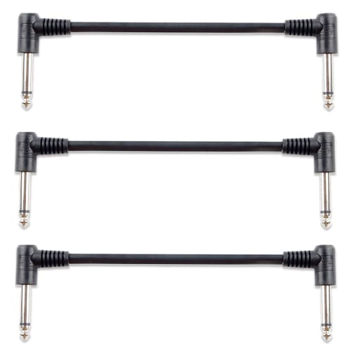 Set of 3 18cm Shielded Effects Cables (Black) for Effects Pedal Boards, Bass Effects Pedal Power Supplies, Patch Cables, and Effects Pedal Patch Cable