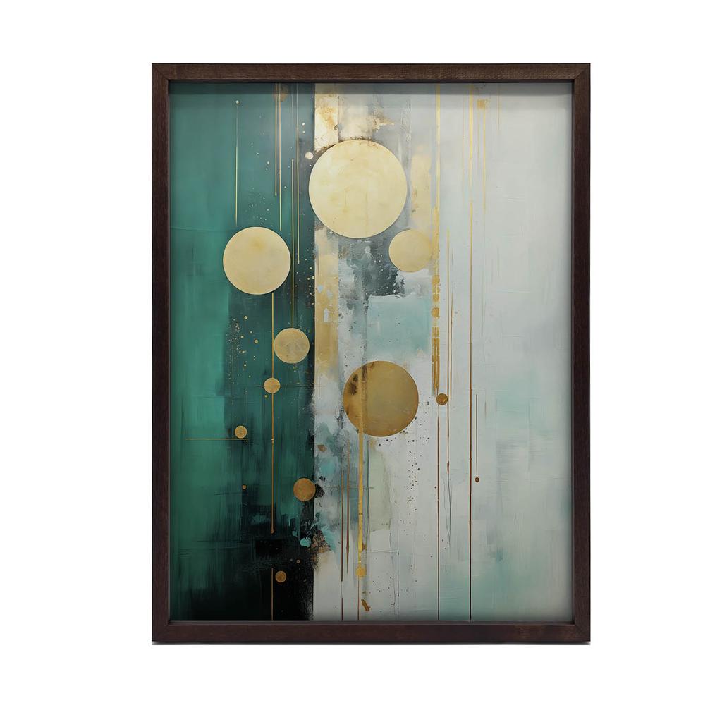 Kompozycja W Zielonych Tonacjach Kompozycja W Zielonych Tonacjach, 30X40 Cm, Rama Aluminiowa Złota, Papier Matowy 230 Gsm