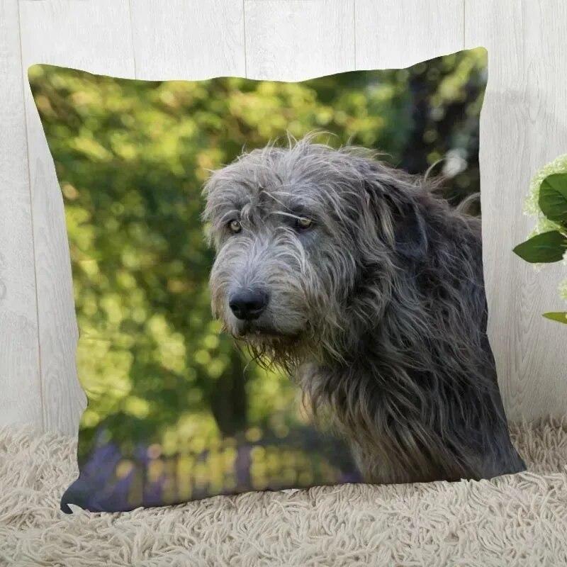 Irish Wolfhound Pillowcase Modern Home Bedroom Living Room Sofa Cushion Cover 45x45cm Peach Skin Pillowcase