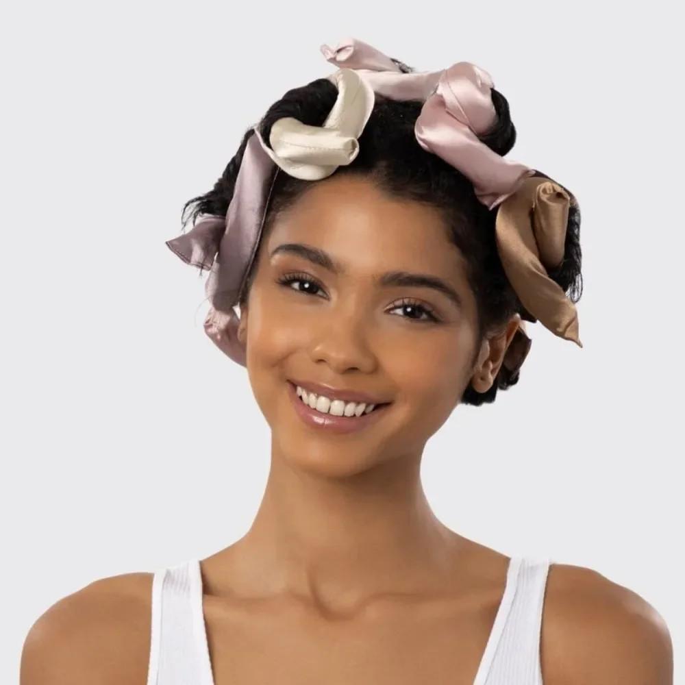 6pcs/Pack Satin Wrapped Heatless Curling Rods No Heat Hair Curlers Rollers Flexi Rods For Women Girls DIY Hair Curling Iron