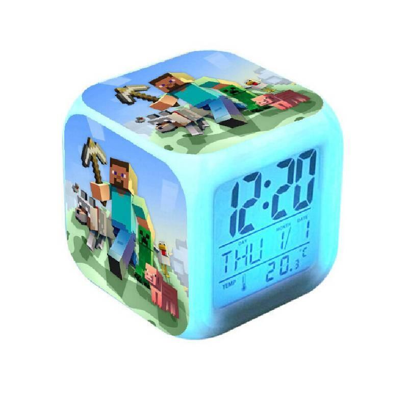 Minecraft Alarm Clock Led Night Light Colourful Changing Desktop Decoration