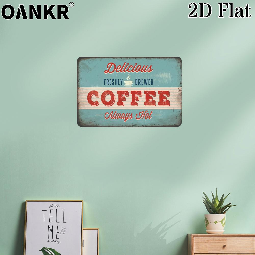 Vintage Coffee Poster Metal Tin Sign Delicious Freshly Brewed Coffee Always Hot Metal Signs for Cafe Bar Home Wall Decor Plaque 20x30cm（7.8x11.8inch）
