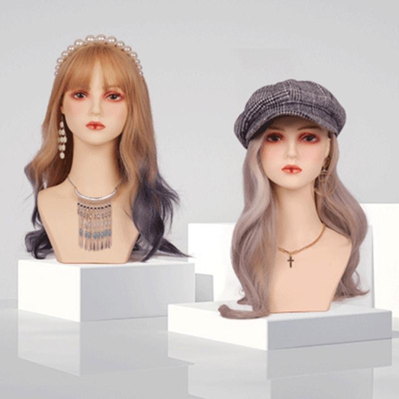 Wig Stand Portable Wig Holder Female Mannequin Head Wig Display Stand Wig Training Head Model for Hair Salons