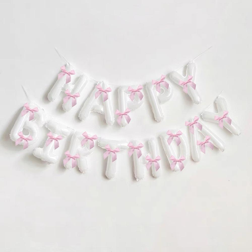 16 inch Happy Birthday Balloons Bow Ribbon Birthday Party Decoration Letter Balloons Balloon Set Aluminum Foil Balloons Party