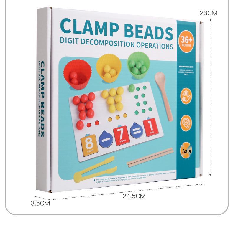 Handmade Wooden Math Clip Beads: Educational Number Matching Toy for Children