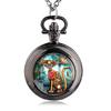 Bronze Vintage Steampunk Cat Locket Necklace Pocket Watch Pendant Gift