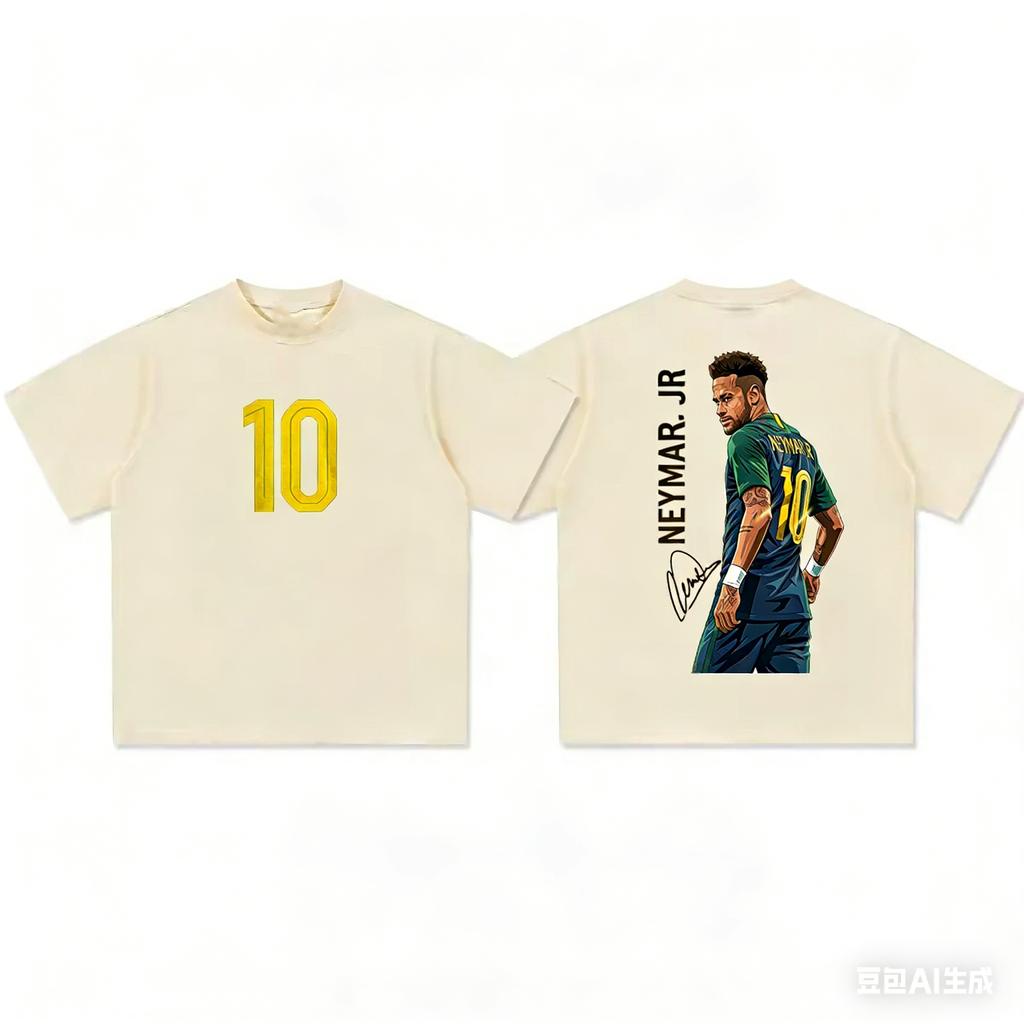 Adult and Childrens Star Soccer Pure Cotton Shortsleeve Shirt for Watching Games Exclusive Collection for Longtime Fans