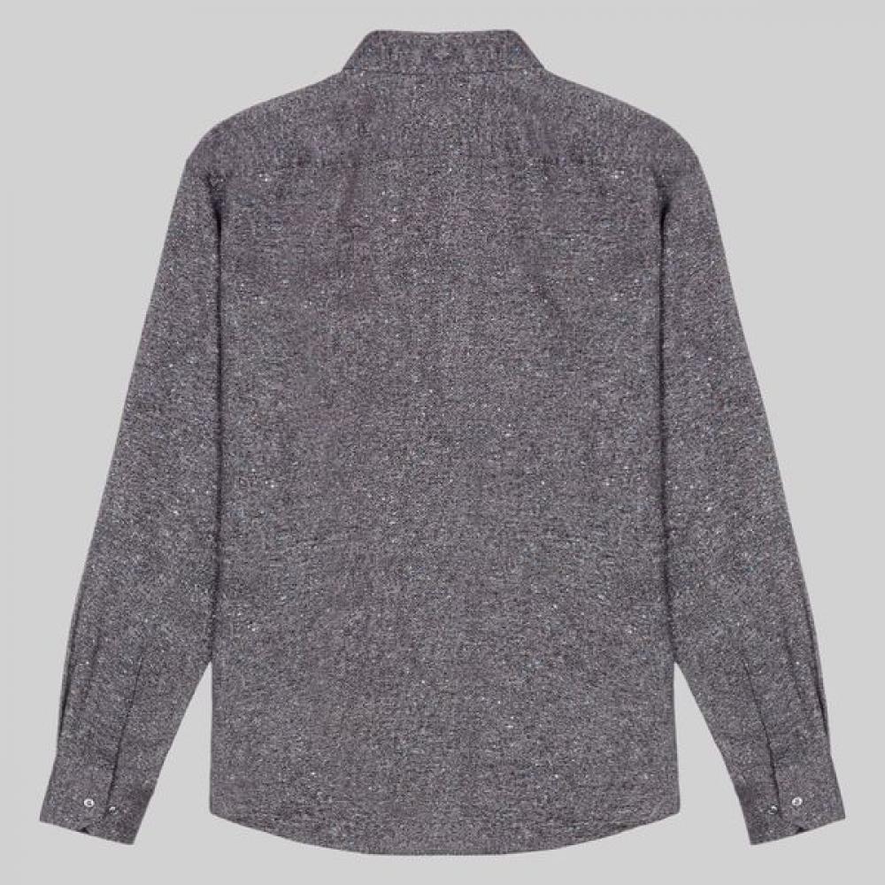 BOSS Regular Fit Wool Cotton Blend Shirt Medium Grey