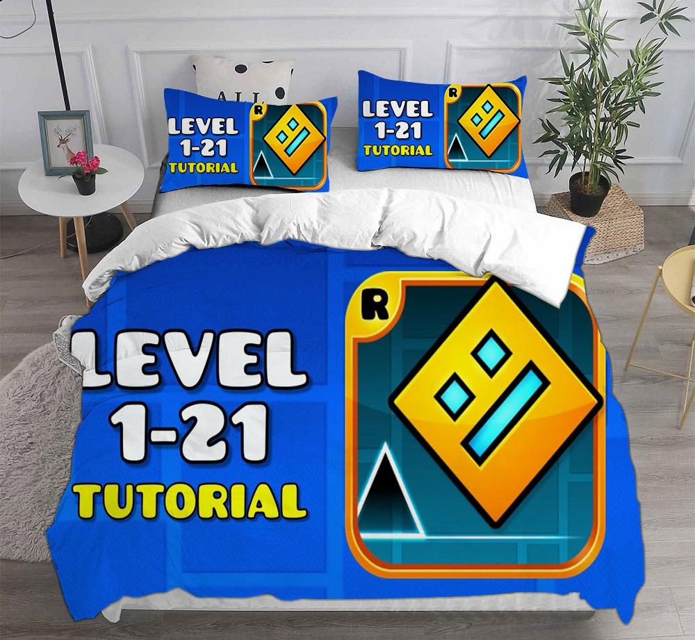 

Постільна білизна Geometry Dash Набір ковдр Гра Наволочка Набір Милий Мультяшний Стиль для Дітей Ігрова Кімната Спальня Декор Geometry Dash Декор Duvet Cover Set&EU Single(135x200cm)