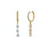 18K Gold Plated Cubic Zirconia Earrings for Women Geometric Drop Triple CZ Dangle Huggie Hoop Jewelry Trendy Style