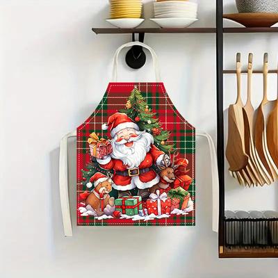 Multisize Christmas Apron with Adorable Santa and Friends Design Perfect for Festive Cooking High-Quality Fabric EnsuresComfort.