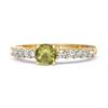 Peridot Round Solitaire Ring - Sterling Silver Gold Vermeil
