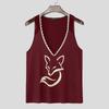 INCERUN Summer Men Deep V Neck Sleeveless Lace Hem Print Casual Tank Tops