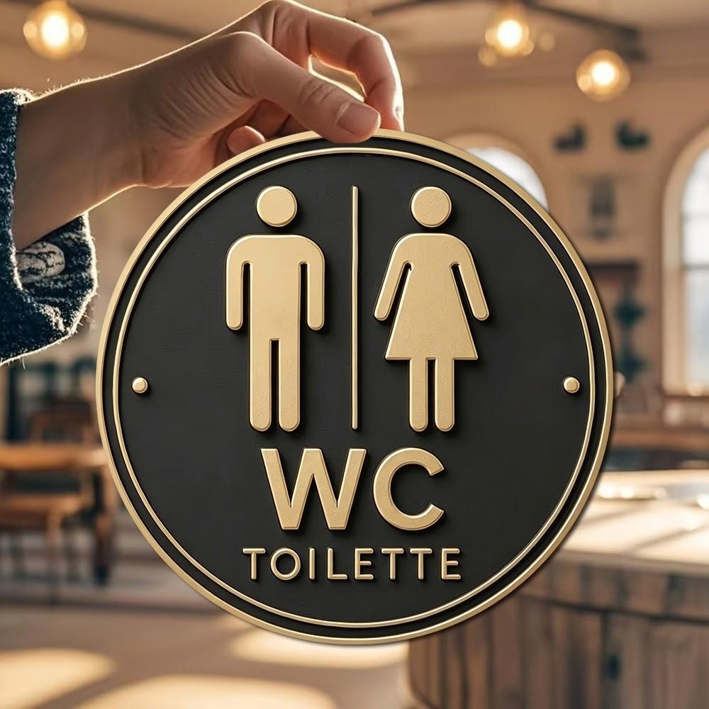 Door Hanging 2D Flat Sign Wall Decoration Modern Toilet Sign German Toilet Sign Bathroom Door