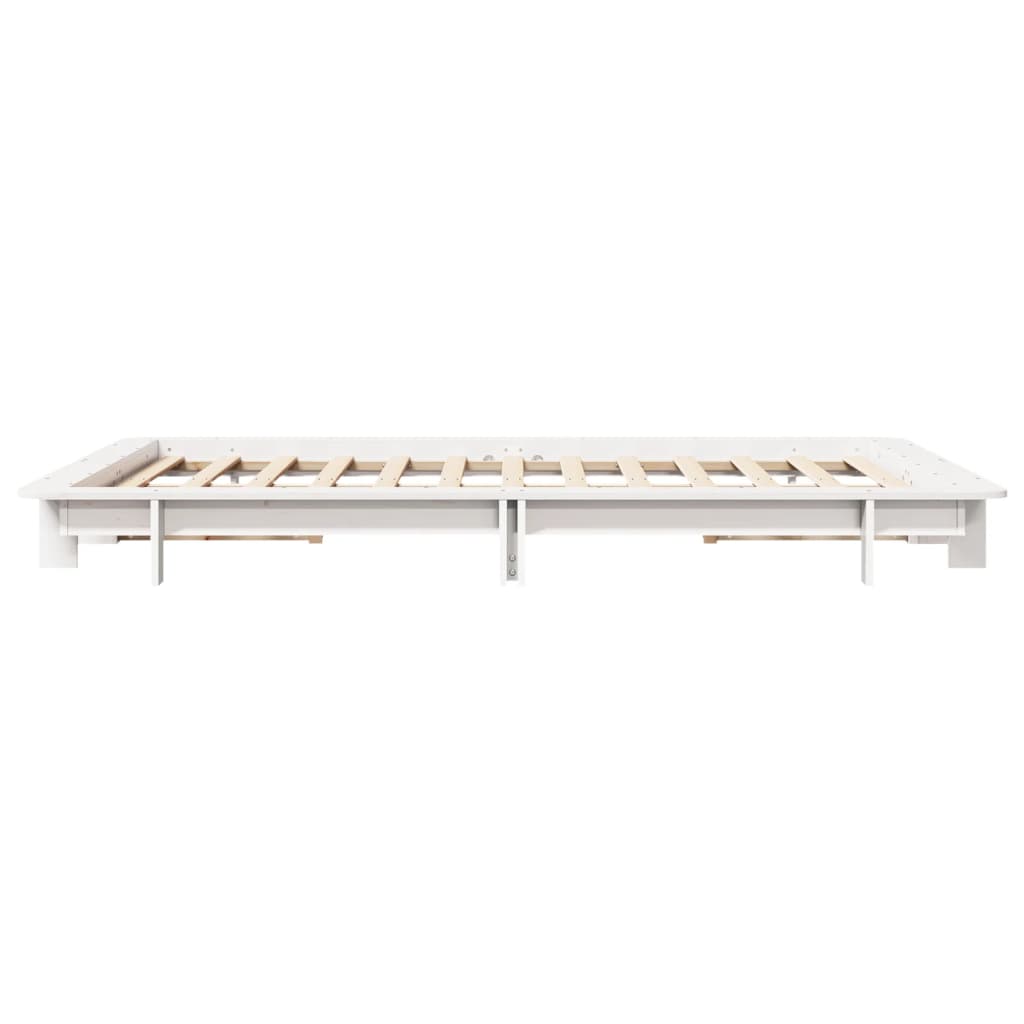Vidaxl Bed Frame Without Mattress, White, 135X190 Cm, Solid Pine Wood
